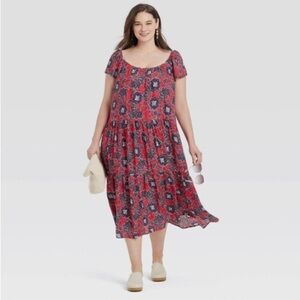 Floral Red Dress